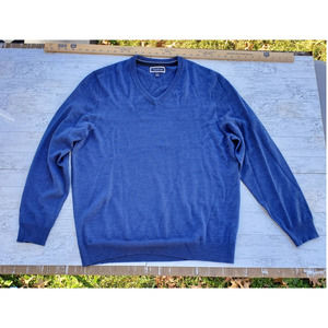 Club Room Merino sz L Sweater Blue Crew Neck Cotton Wool Blend